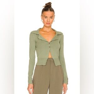 Song of Style Cardigan Alayna collared sweater in sage green Revolve Long Sleeve